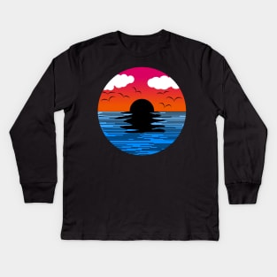 Sunset Retro Curve Kids Long Sleeve T-Shirt